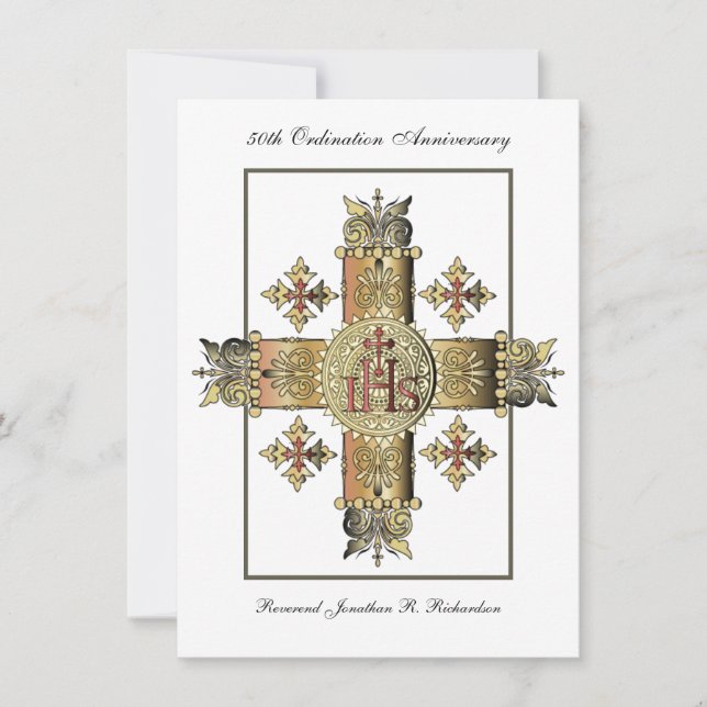 Priest Ordination Anniversary Golden Jubilee 50th Invitation (Front)