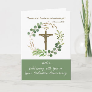 Priest Ordination Anniversary Greenery Wreath Card