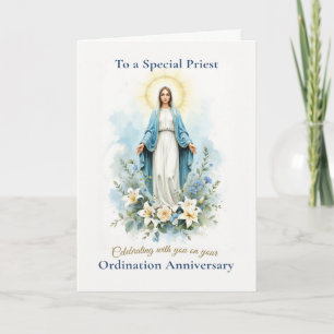 Priest Ordination Anniversary Marian Blessing Card