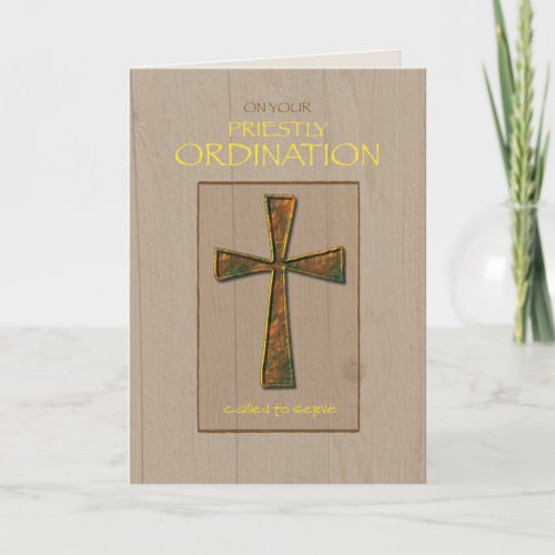 Priest Ordination Congratulations Metal Cross Card