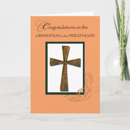 Priest Ordination Congratulations Metallic Cross Card