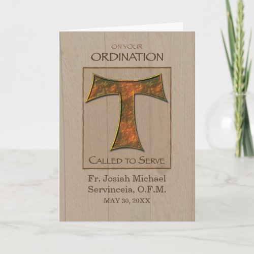 Priest Ordination Customizable Name Date Tau Cross Card