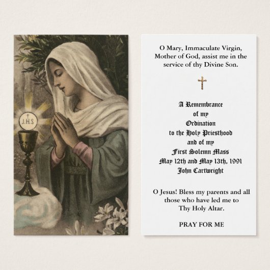 PRIEST ORDINATION HOLY CARDS (Front & Back)