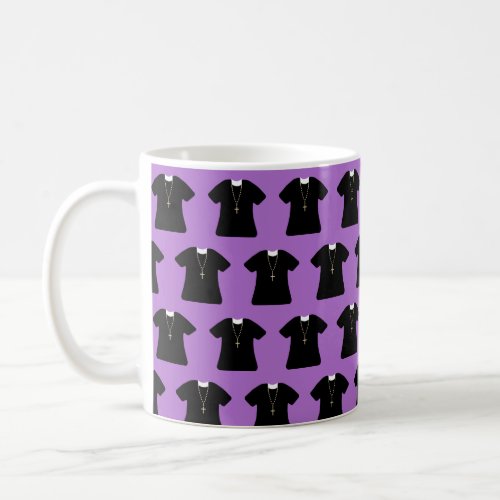 Priest Pastor Cassock Pattern on Purple Coffee Mug
