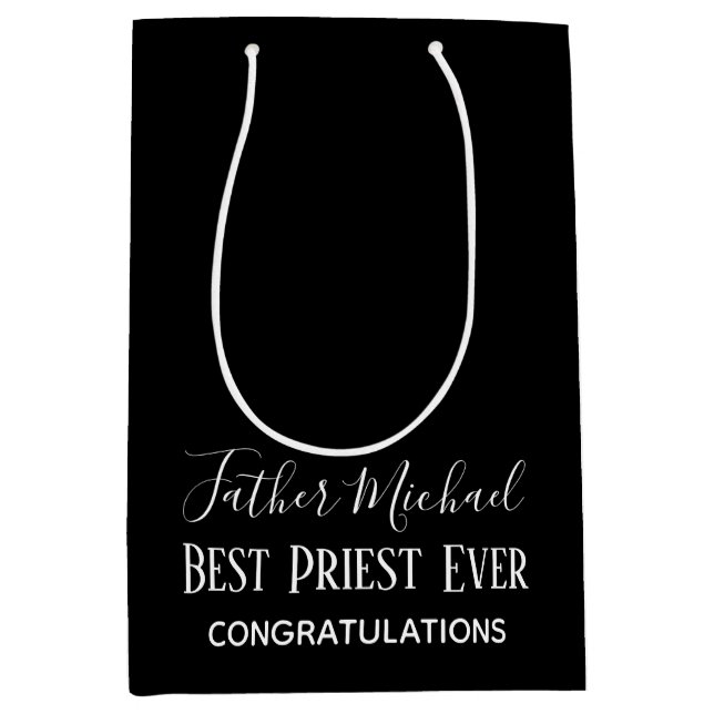 Priest Pastor Clergy Gifts - Simple Personalized Medium Gift Bag (Front)
