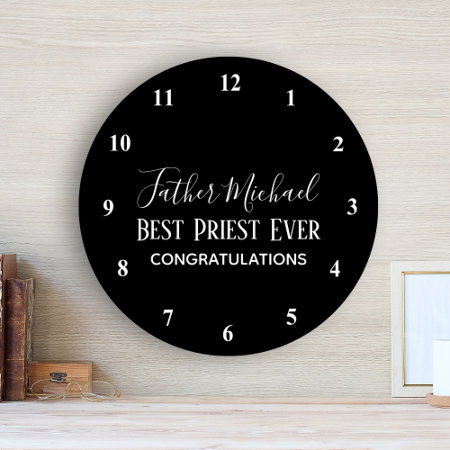 Priest Pastor Clergy Gifts - Simple Personalized Round Clock