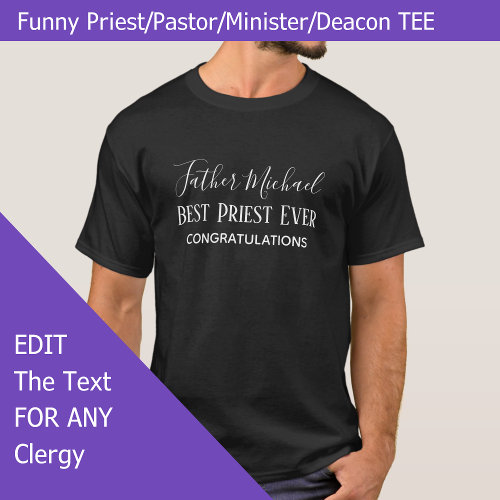 Priest Pastor Clergy Gifts - Simple Personalized T-Shirt