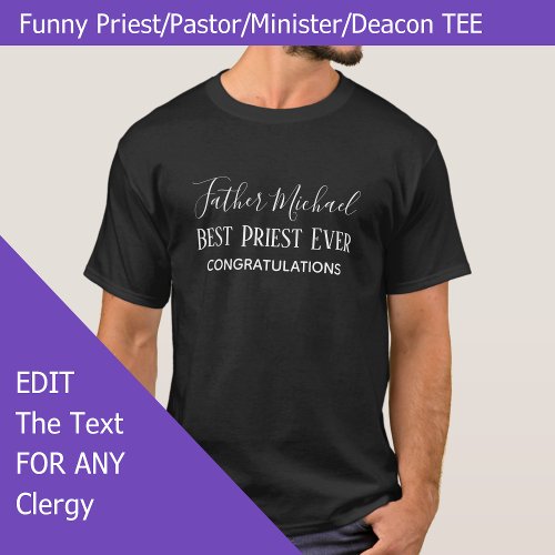 Priest Pastor Clergy Gifts _ Simple Personalized T_Shirt