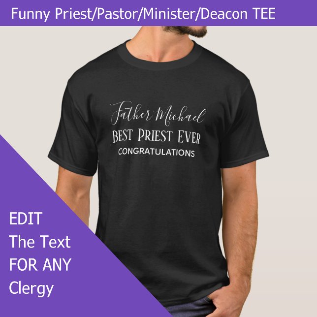 Priest Pastor Clergy Gifts - Simple Personalized T-Shirt (Creator Uploaded)