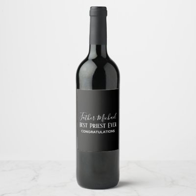 Priest Pastor Clergy Gifts - Simple Personalized Wine Label