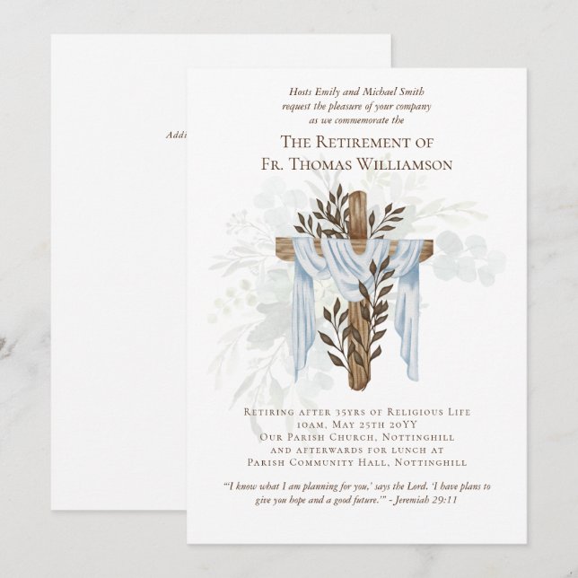 Priest Pastor Deacon Minister Retirement Invites (Front/Back)