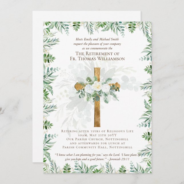 Priest Pastor Deacon Minister Retirement Invites (Front/Back)