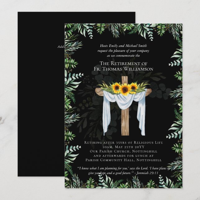 Priest Pastor Deacon Minister Retirement Invites (Front/Back)