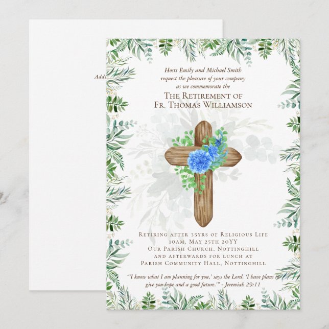 Priest Pastor Deacon Minister Retirement Invites (Front/Back)