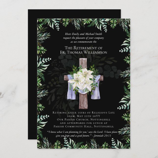 Priest Pastor Deacon Minister Retirement Invites (Front/Back)