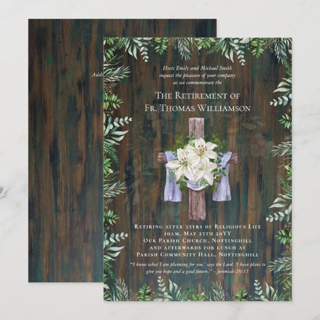 Priest Pastor Deacon Minister Retirement Lilies (Front/Back)