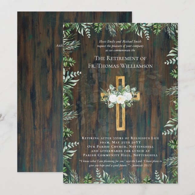 Priest Pastor Deacon Minister Retirement Roses (Front/Back)