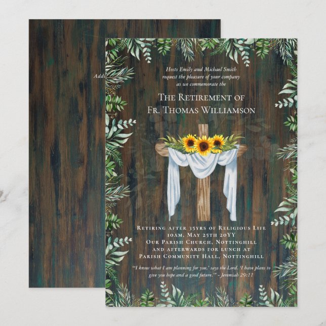 Priest Pastor Deacon Minister Retirement Sunflower (Front/Back)