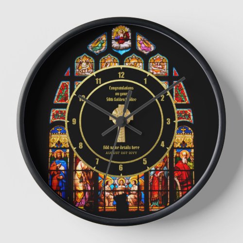 Priest Pastor Ordination Anniversary Stained Glass Clock