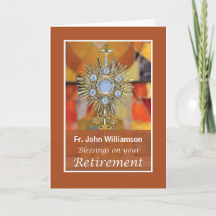 Priest Retirement Gold Look Monstrance with Host Card