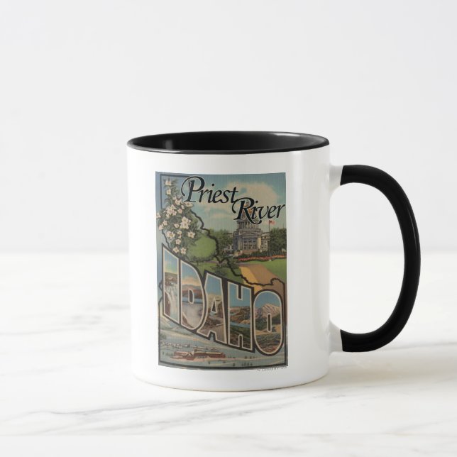 Priest River, Idaho - Large Letter Scenes Mug (Right)