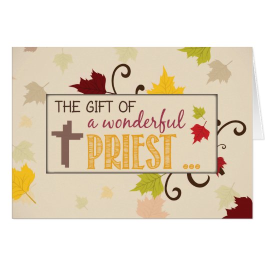 Priest Thanksgiving Gift Fall Leaves Cards (Front Horizontal)