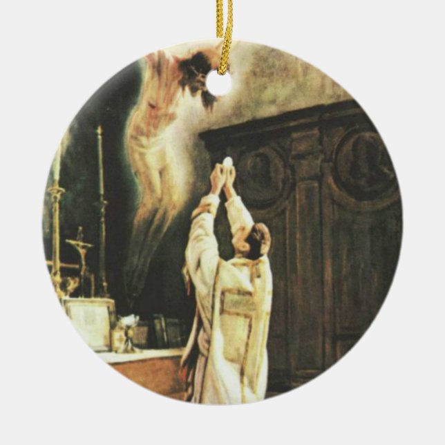 PRIEST TRADITIONAL CATHOLIC  MASS CHALICE HOST CERAMIC ORNAMENT (Front)