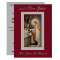 Priest with Jesus Silver Anniversary Invitation