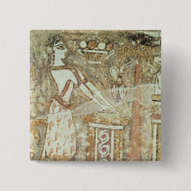Priestess at an altar, detail from a button (Front)