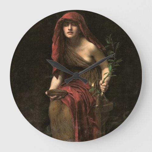 Priestess of Delphi 1891 by John Collier Large Clock