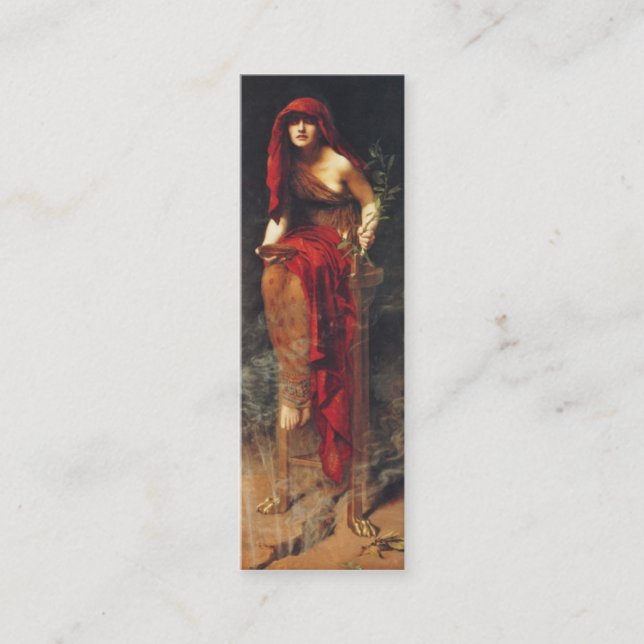 Priestess of Delphi Bookmark by John Maler Collier Mini Business Card (Front)
