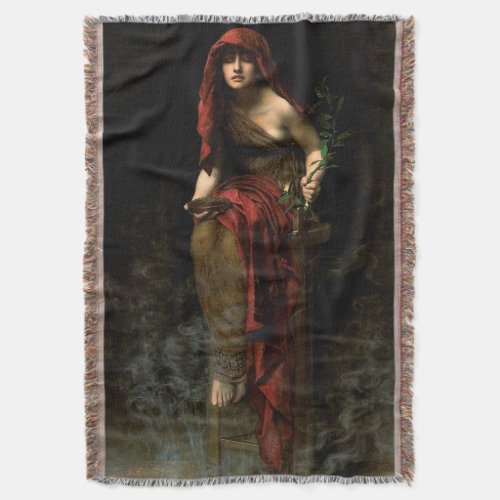Priestess of Delphi John Collier Art Throw Blanket