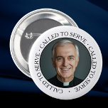 Priesthood Ordination Pastor Priest Collar Button<br><div class="desc">Perfect for Priesthood Sunday, ordination anniversaries, or any occasion honoring clergy, this pin serves as a meaningful symbol of appreciation and respect for those who dedicate their lives to serving Christ and His Church. The white background ensures the priest remains the focal point, making this pin a versatile accessory for...</div>