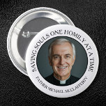 PRIESTHOOD PHOTO SIMPLE BLACK AND WHITE BUTTON<br><div class="desc">Perfect for Priesthood Sunday, ordination anniversaries, or any occasion honoring clergy, this pin serves as a meaningful symbol of appreciation and respect for those who dedicate their lives to serving Christ and His Church. The white background ensures the priest remains the focal point, making this pin a versatile accessory for...</div>