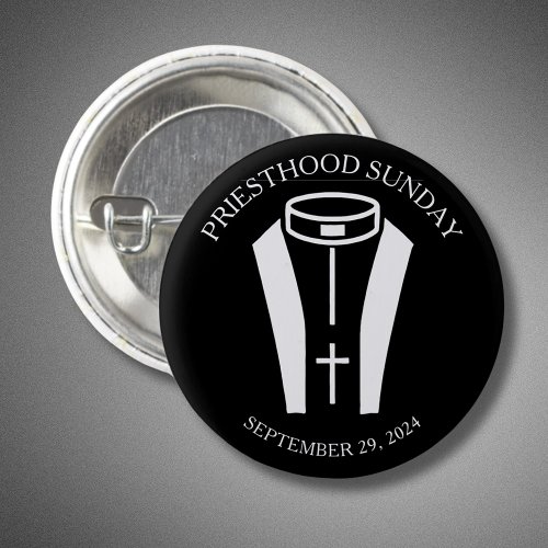 PRIESTHOOD PHOTO SIMPLE BLACK AND WHITE BUTTON