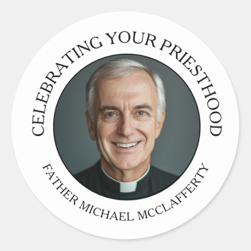 PRIESTHOOD PHOTO SIMPLE BLACK AND WHITE CLASSIC ROUND STICKER