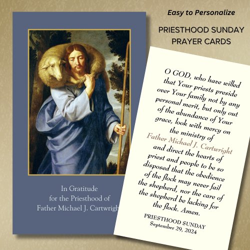 PRIESTHOOD SUNDAY PERSONALIZED PRAYER CARDS