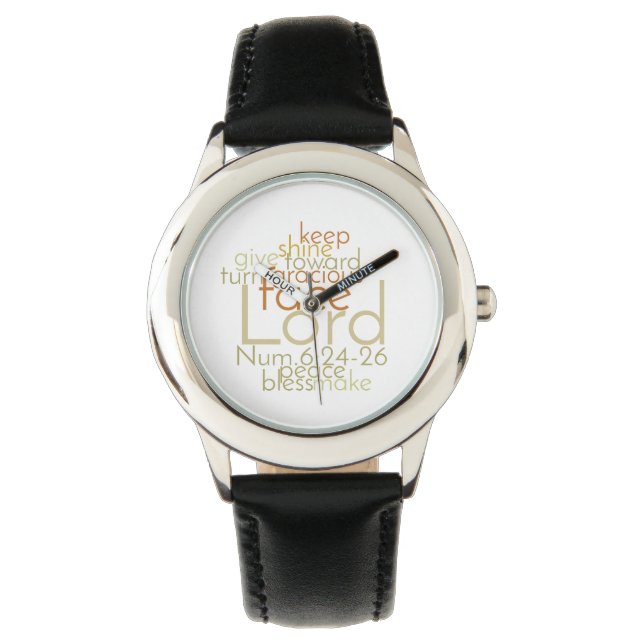 Priestly Blessing Men's Black Leather Watch (Front)