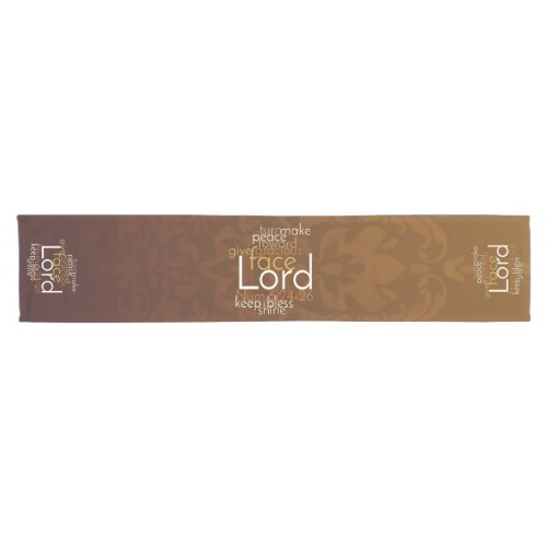 Priestly Blessing on Copper Brown Damask Short Table Runner
