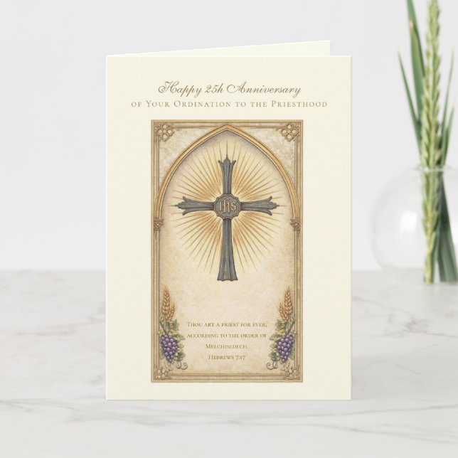 Priestly Ordination Anniversary Sacred IHS Design Card (Front)