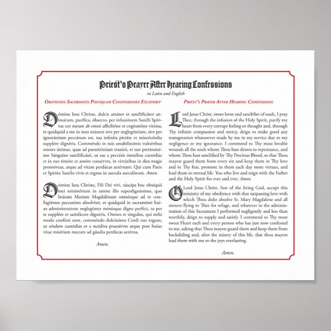 Priest's Prayers After Confession Poster (Front)