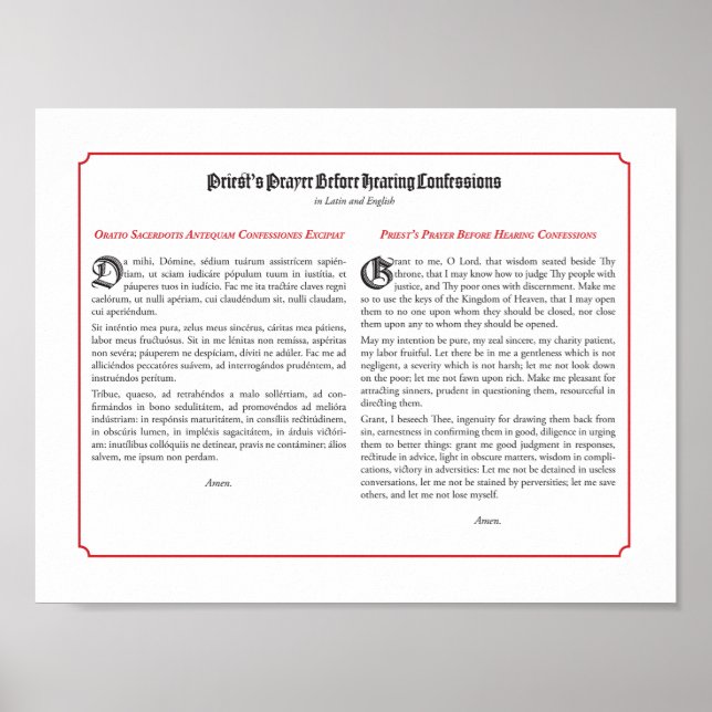 Priest's Prayers Before Confession Poster (Front)