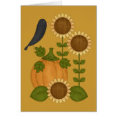 Prim Autumn Crow Pumpkin and Sunflowers (Front)