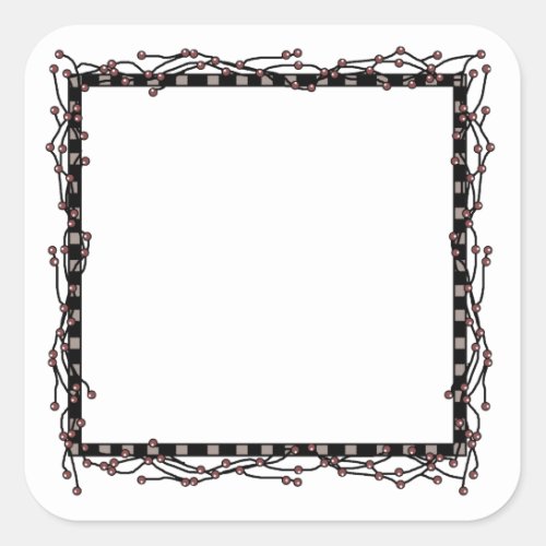 Prim Berries  Twigs Frame Square Sticker