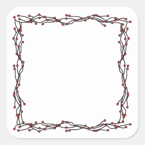 Prim Berries  Twigs Square Wreath Square Sticker