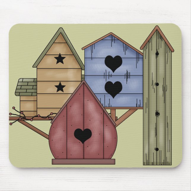 Prim Birdhouse Cluster Mouse Pad (Front)