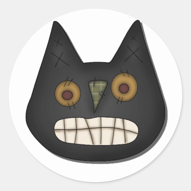 Prim Black Cat Tshirts and Gifts Classic Round Sticker (Front)