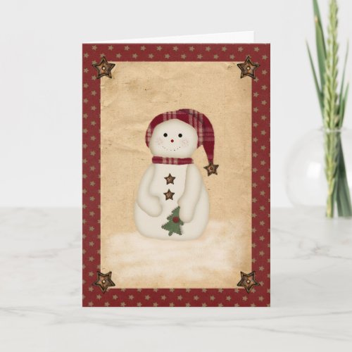 Prim Country Snowman Card