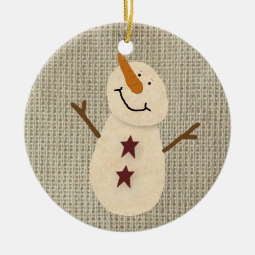 Prim Country Snowman Ornament