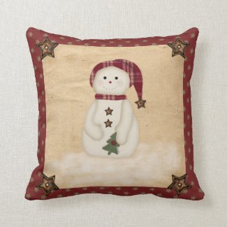 Prim Country Snowman Pillow
